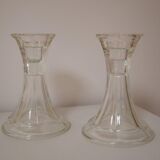 Lot de 2 bougeoirs en verre