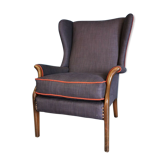 Vintage armchair teak 1960 years covered with violet