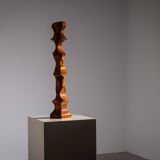 Minimalist abstract handcarved wooden sculpture