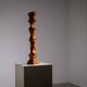 Minimalist abstract handcarved wooden sculpture