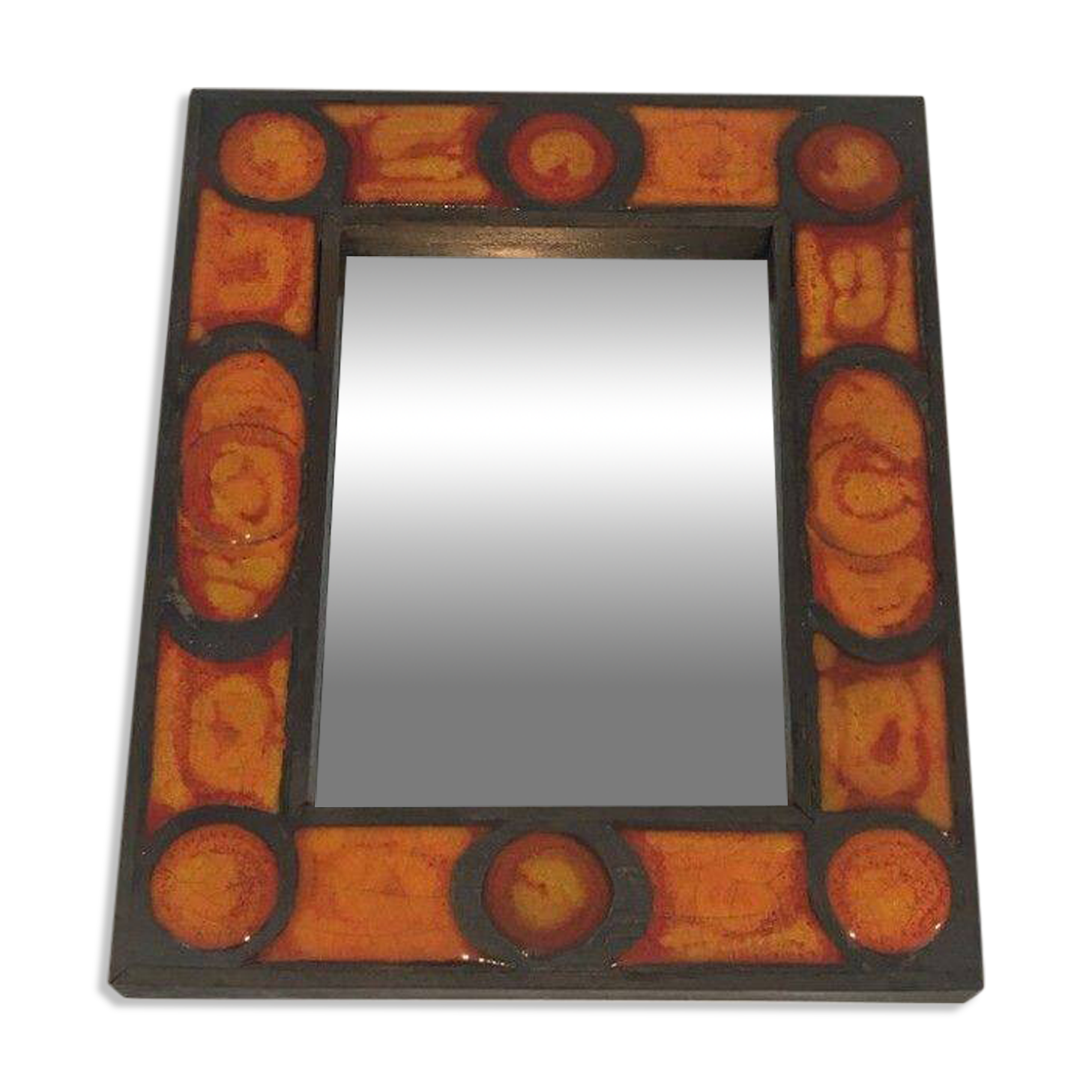 Ceramic mirror in shades of orange