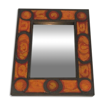 Miroir en céramique dans les tons orangés