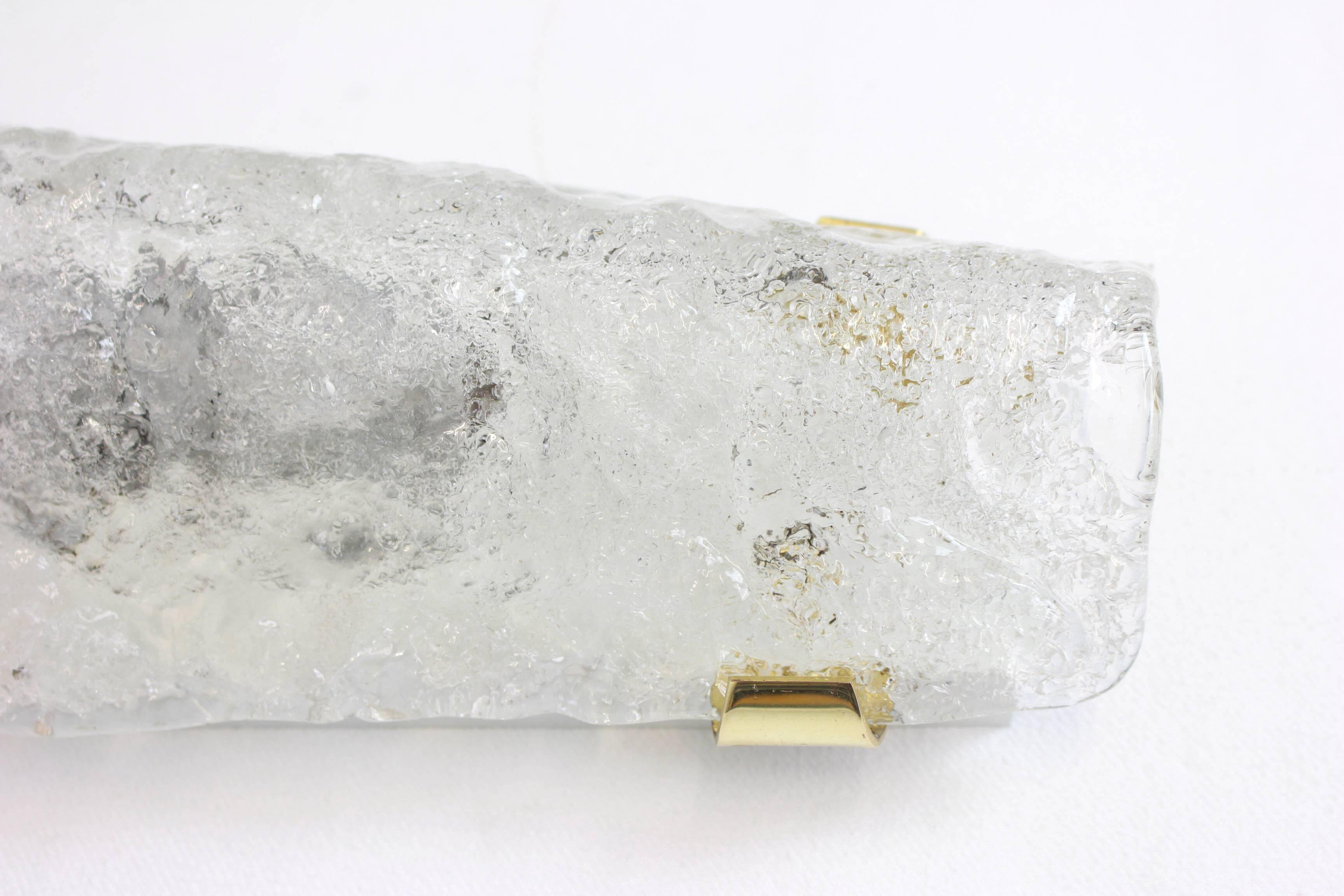 Pair of large angular glass wall lights by Hillebrand, Germany, 1960s.