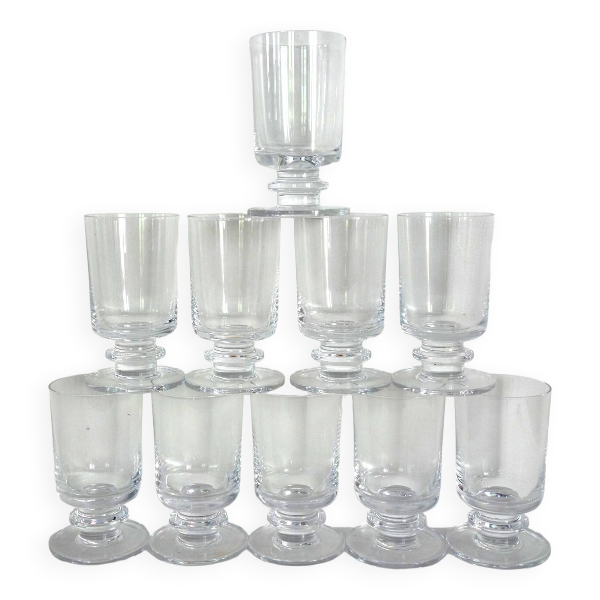 Set of 10 vintage Sèvres crystal glasses, 1970s