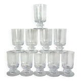 Set of 10 vintage Sèvres crystal glasses, 1970s