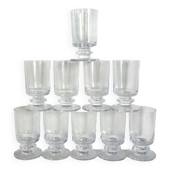 Set of 10 vintage Sèvres crystal glasses, 1970s