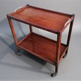 Art Deco wooden serving trolley on wheels.