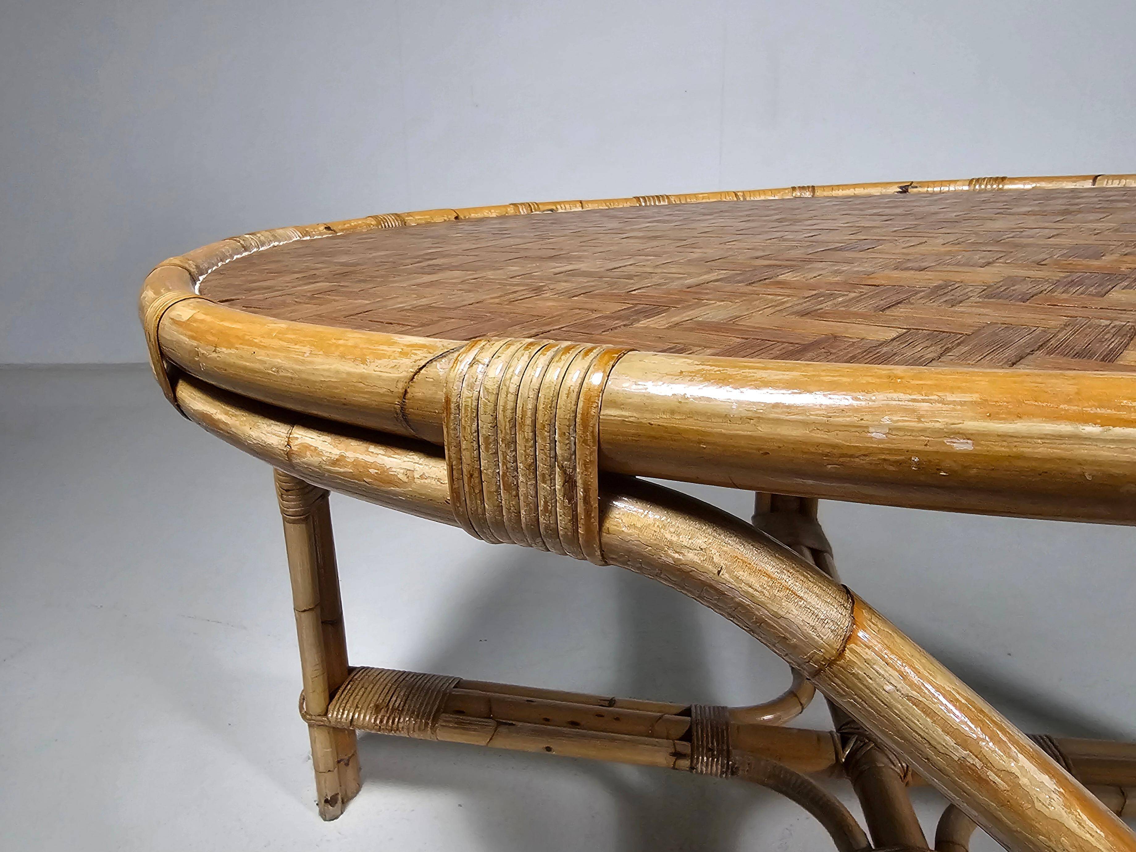 Dining table "patio" in bamboo, Italy, 1960s