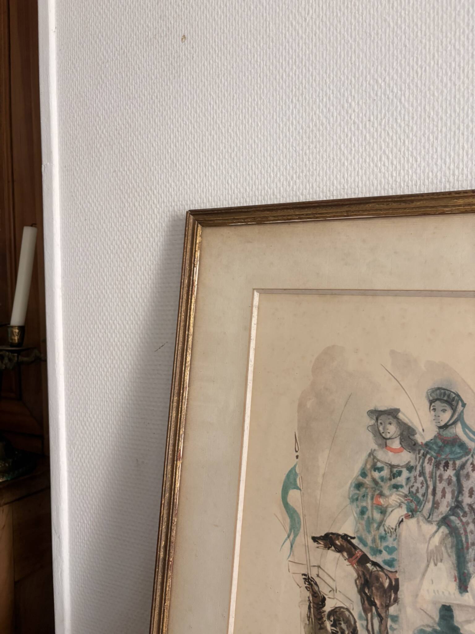 Lithograph Elegant Woman Greyhound Latin Union Edition Lucien Fontanarosa