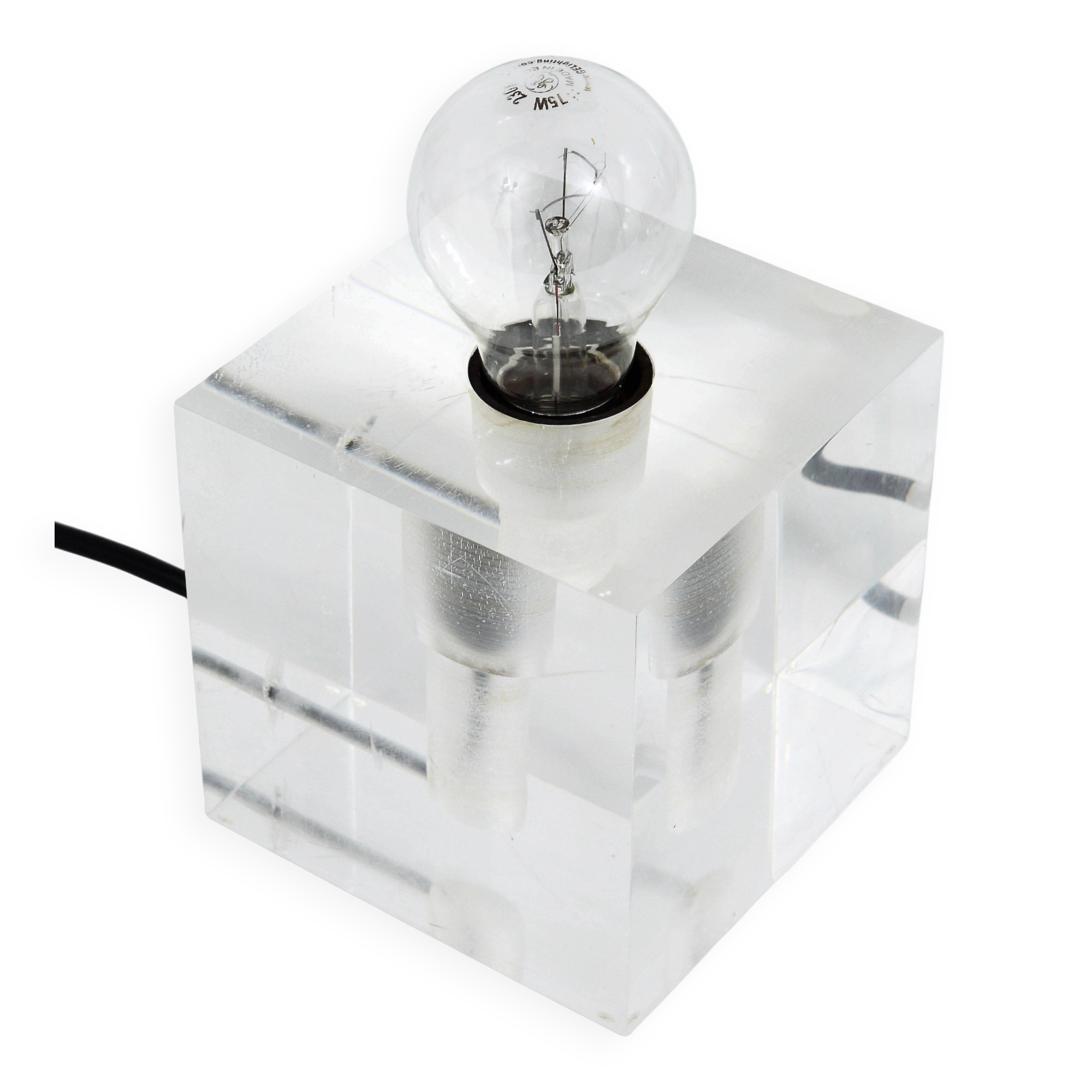 Cubic table or postmodern accent lamp in lucite, Italy, 1970s