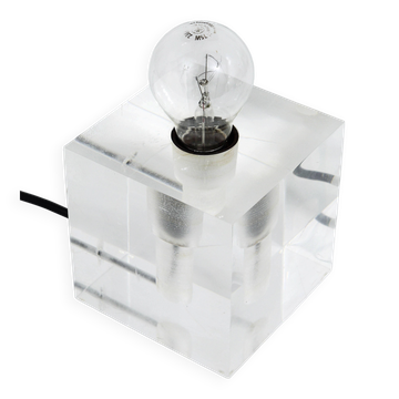 Table cubique ou lampe d'appoint postmoderne en lucite, Italie, années 1970