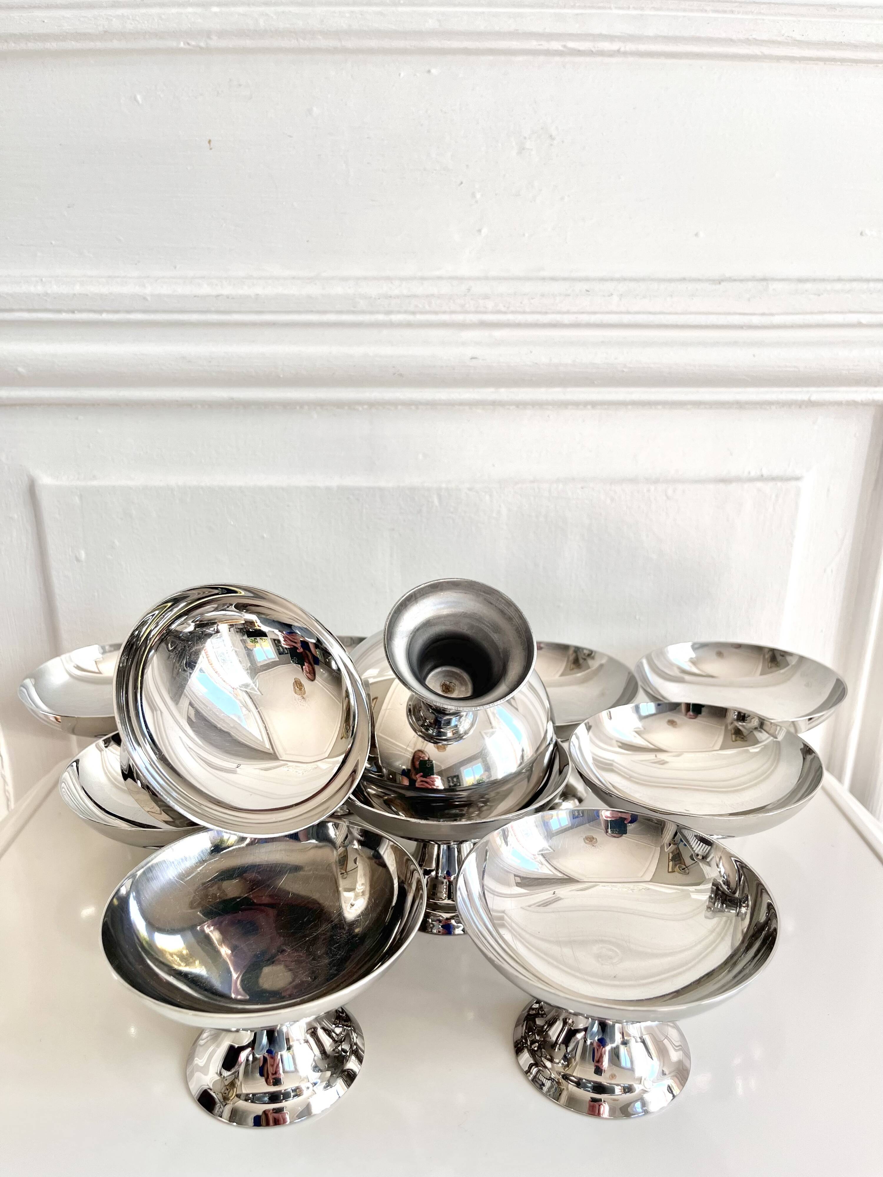 10 vintage stainless steel cups