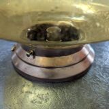 Vintage table lamp with amber bubble glass globe, Bauhaus Art Deco.