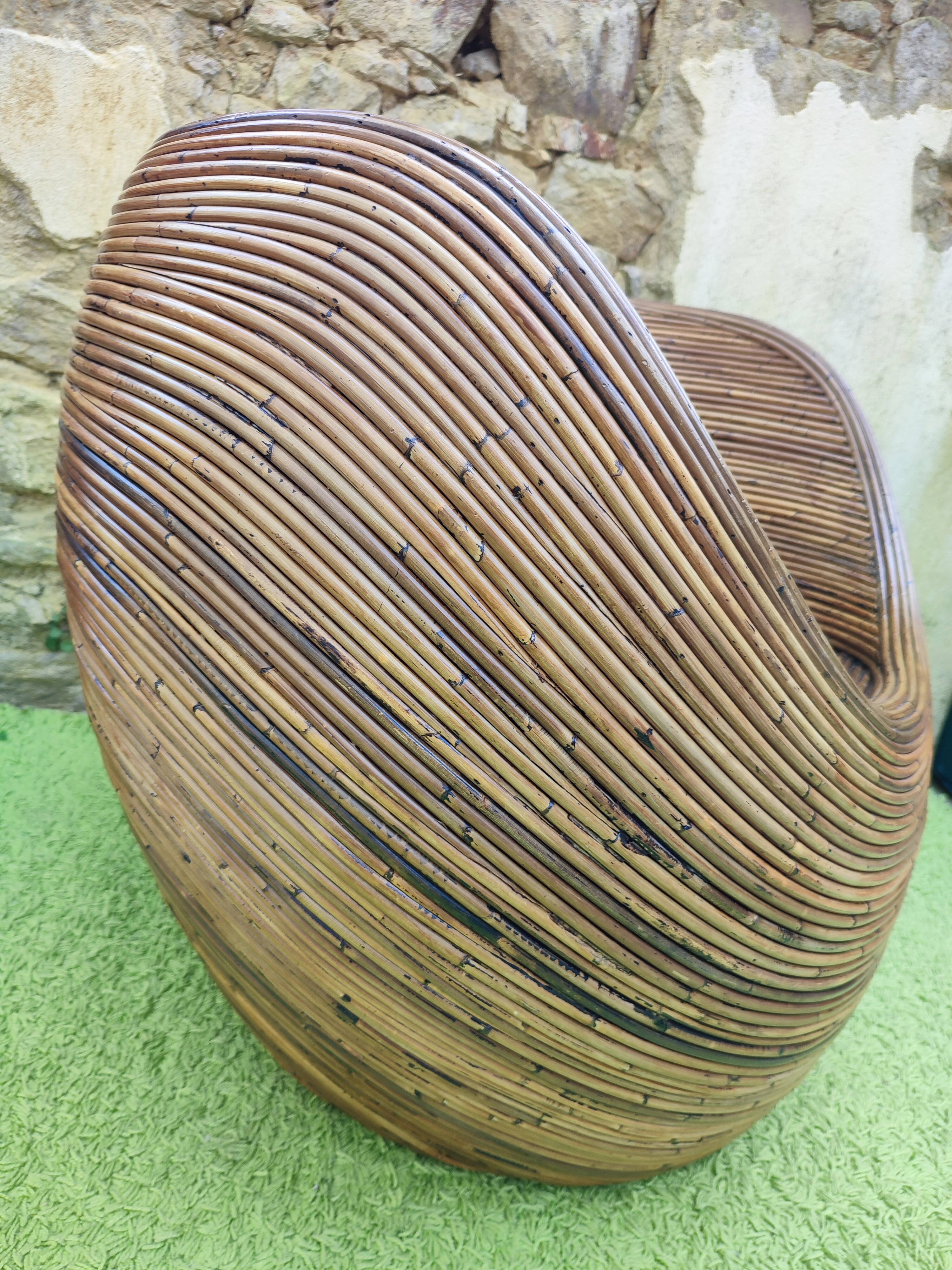 Vintage bohemian rattan armchair