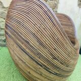 Vintage bohemian rattan armchair