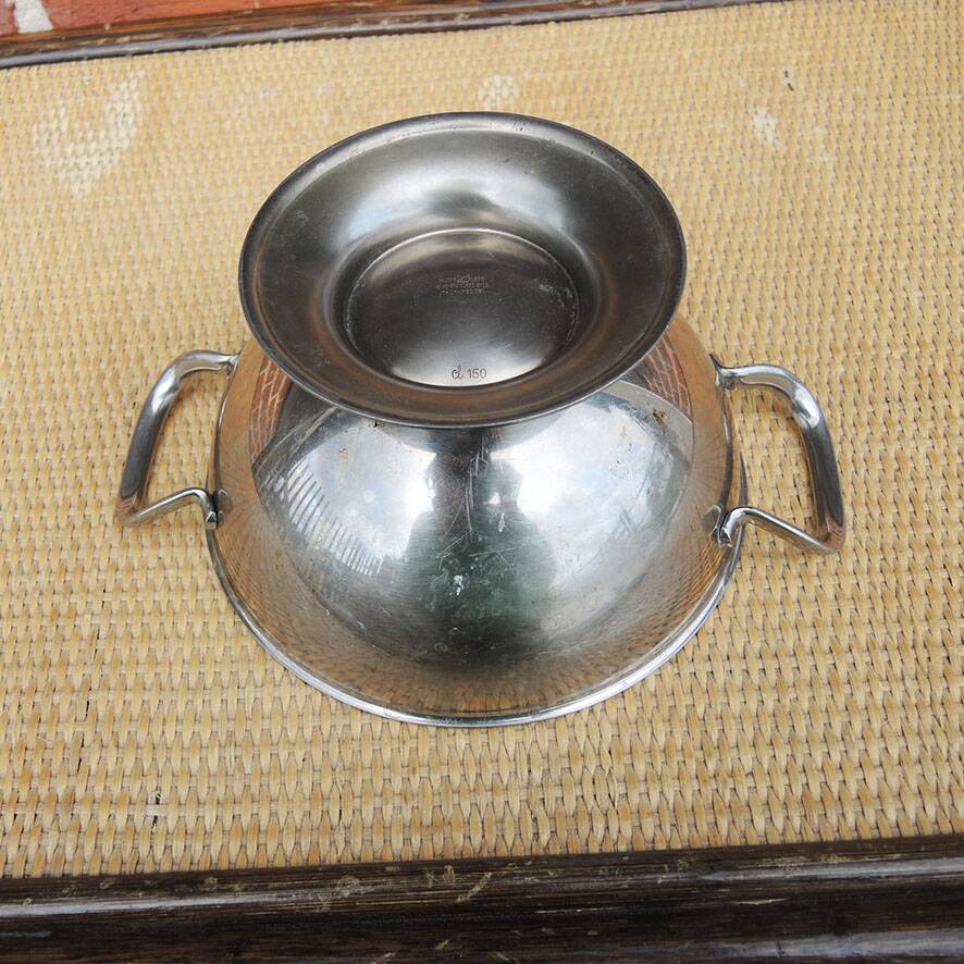 Ancienne coupe à punch en inox Alessi Alfra