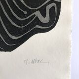 Raoul ubac, the uprooted grass 1, 1975. original etching signed in pencil.