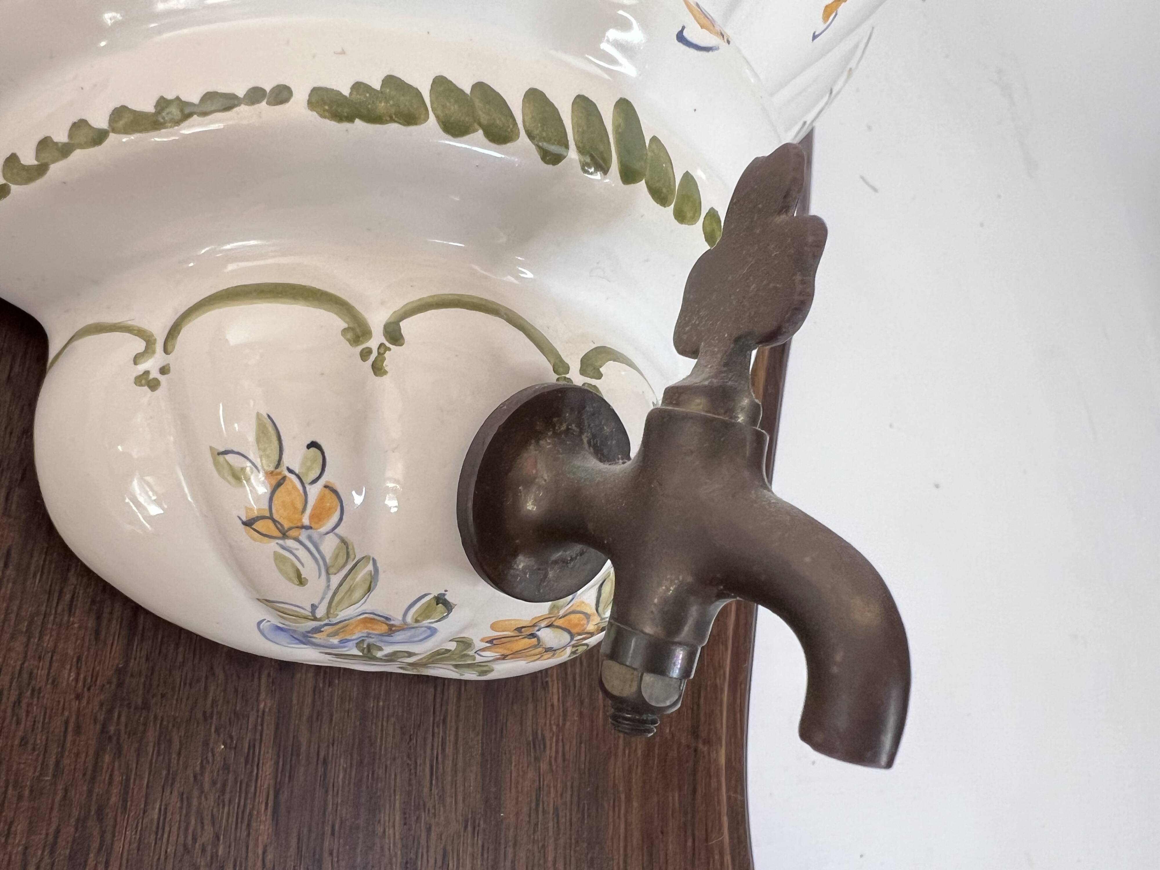 Moustiers wall fountain in signed earthenware – country house spirit