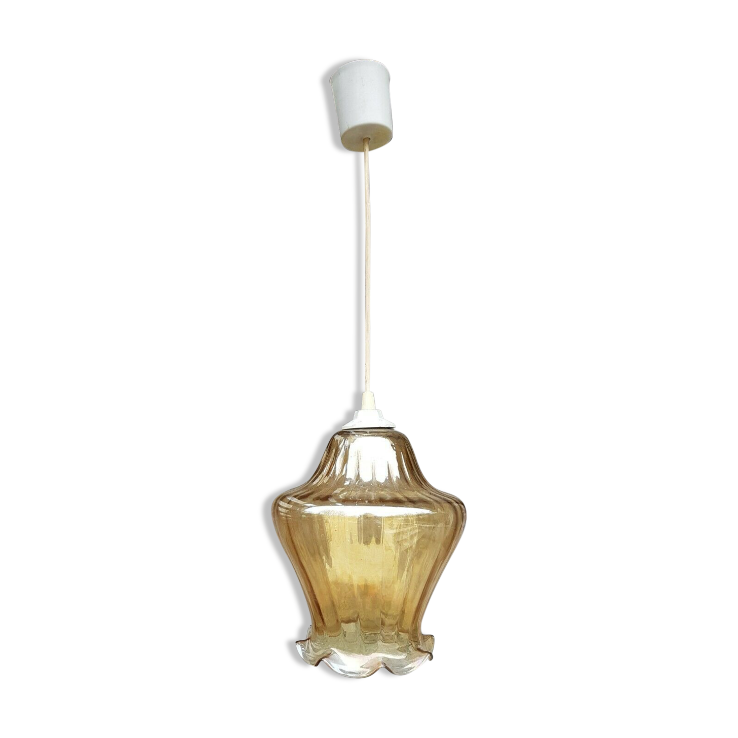 Vintage glass tulip-shaped suspension