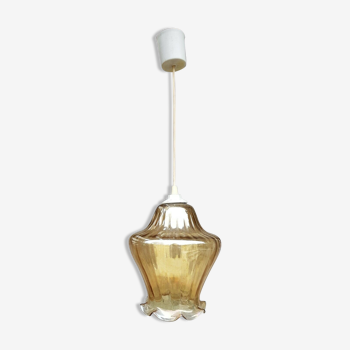 Suspension en forme de tulipe vintage en verre
