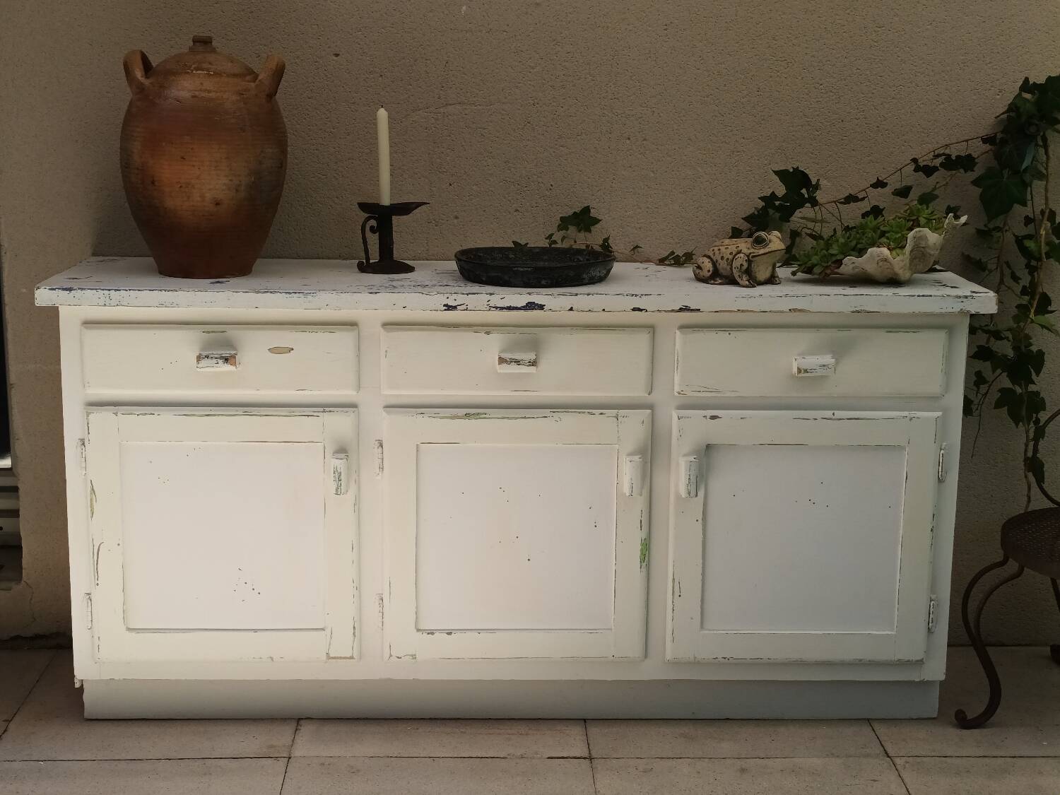 Rustic antique patinated sideboard