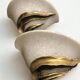 Pair of vintage wall lights in textured glass and gilded bronze – 1970s