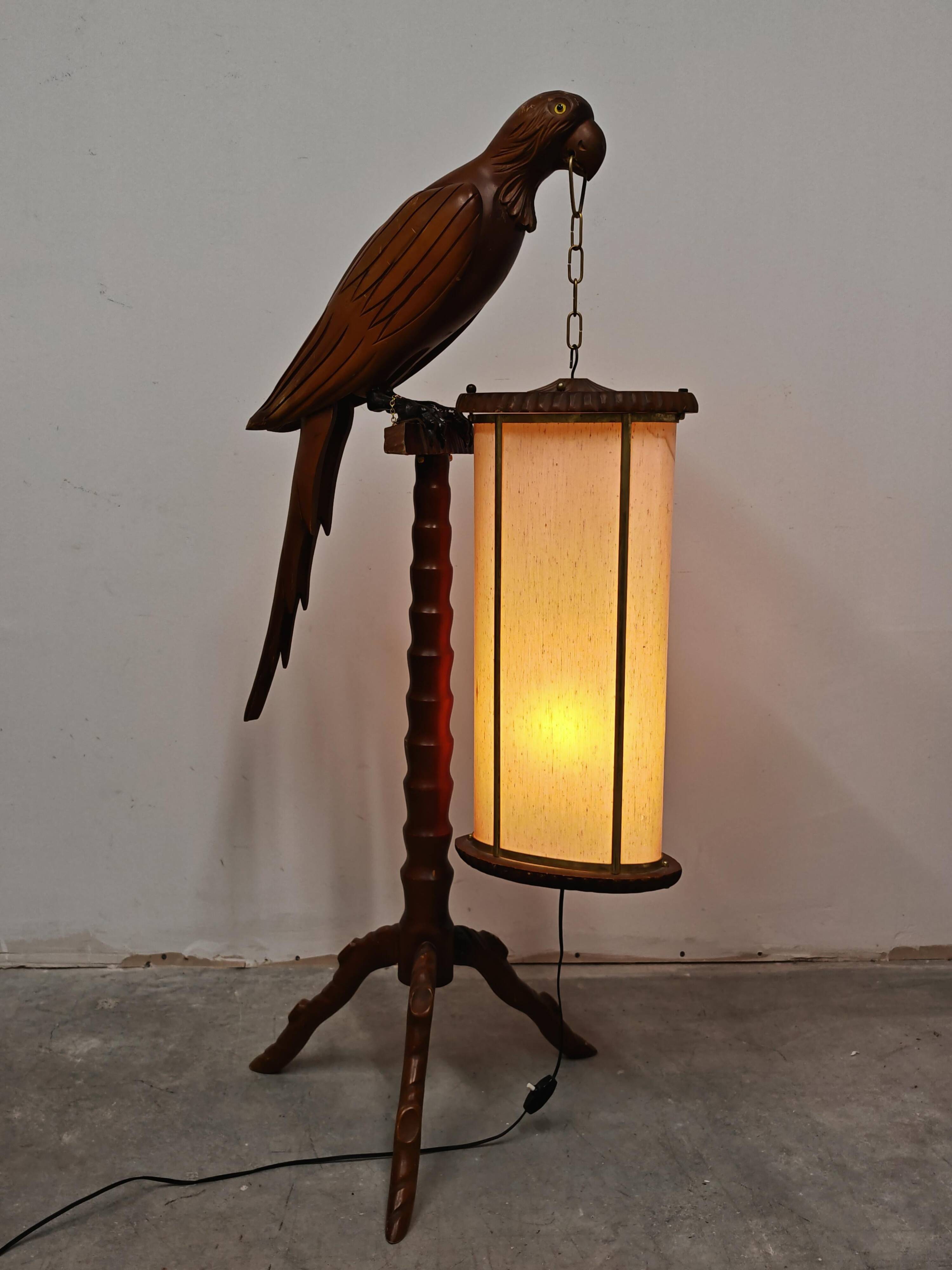 Mid Century Modern "Parrot" floor lamp attributed to Aldo Tura, 1950s.