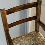 High chair in wood and straw