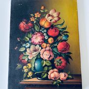 Oil on canvas bouquet of flowers signed Anceschi