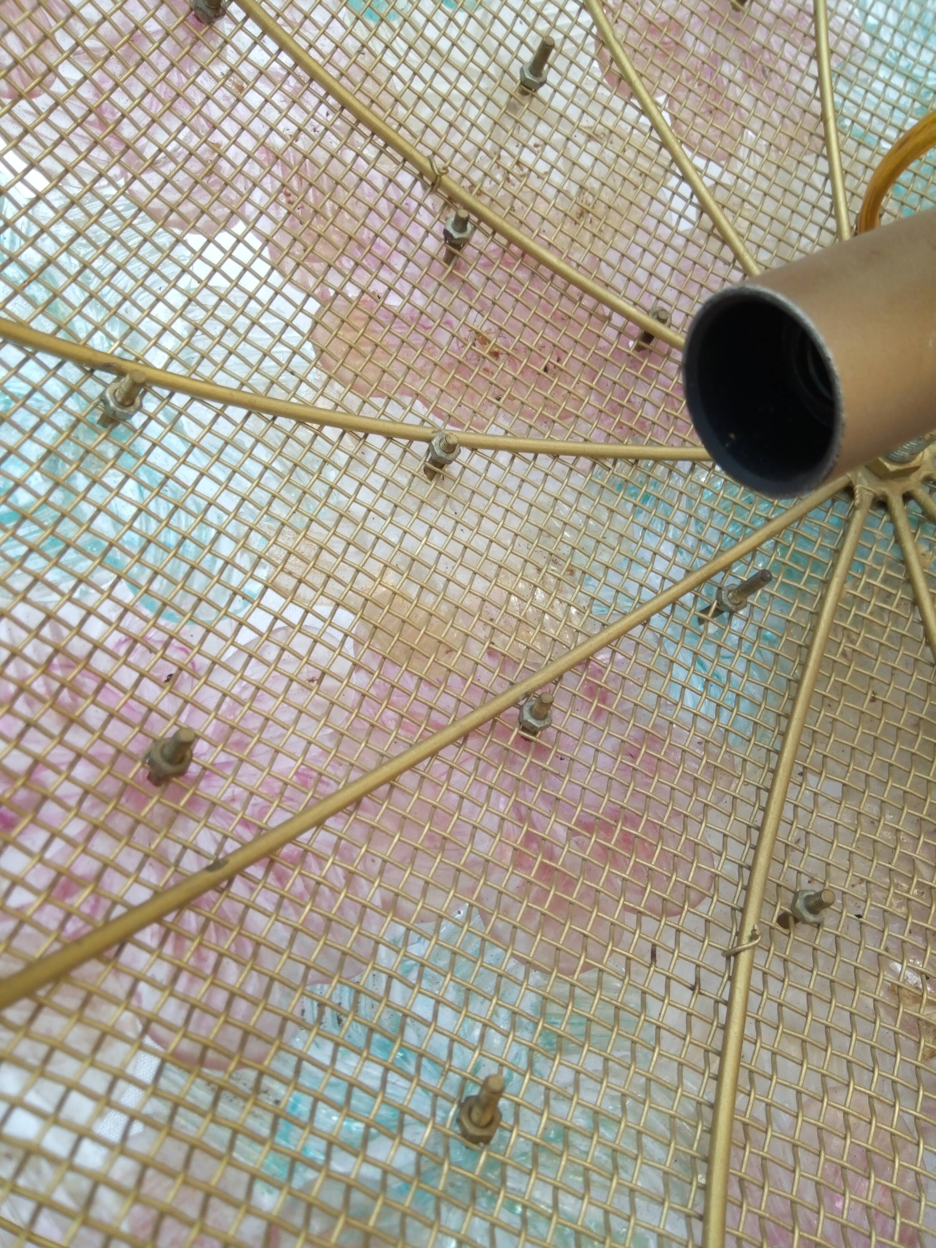 Glass ceiling in glass flowers. Murano 60/70 Barovier & Toso