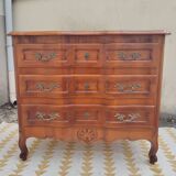 Small cherry crossbow chest of drawers, Regency/Louis XV style