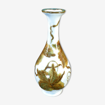 Vase soliflore limoges camille tharaud décor aux feuilles de vignes