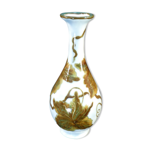 Vase soliflore limoges camille tharaud décor aux feuilles de vignes