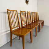 Lot de 6 chaises en hêtre massif vintage bois bicolore design annee 60