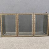 Antique fireplace screen in copper and brass from the 19th century.