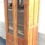 Teak glass cabinet two doors and a drawer