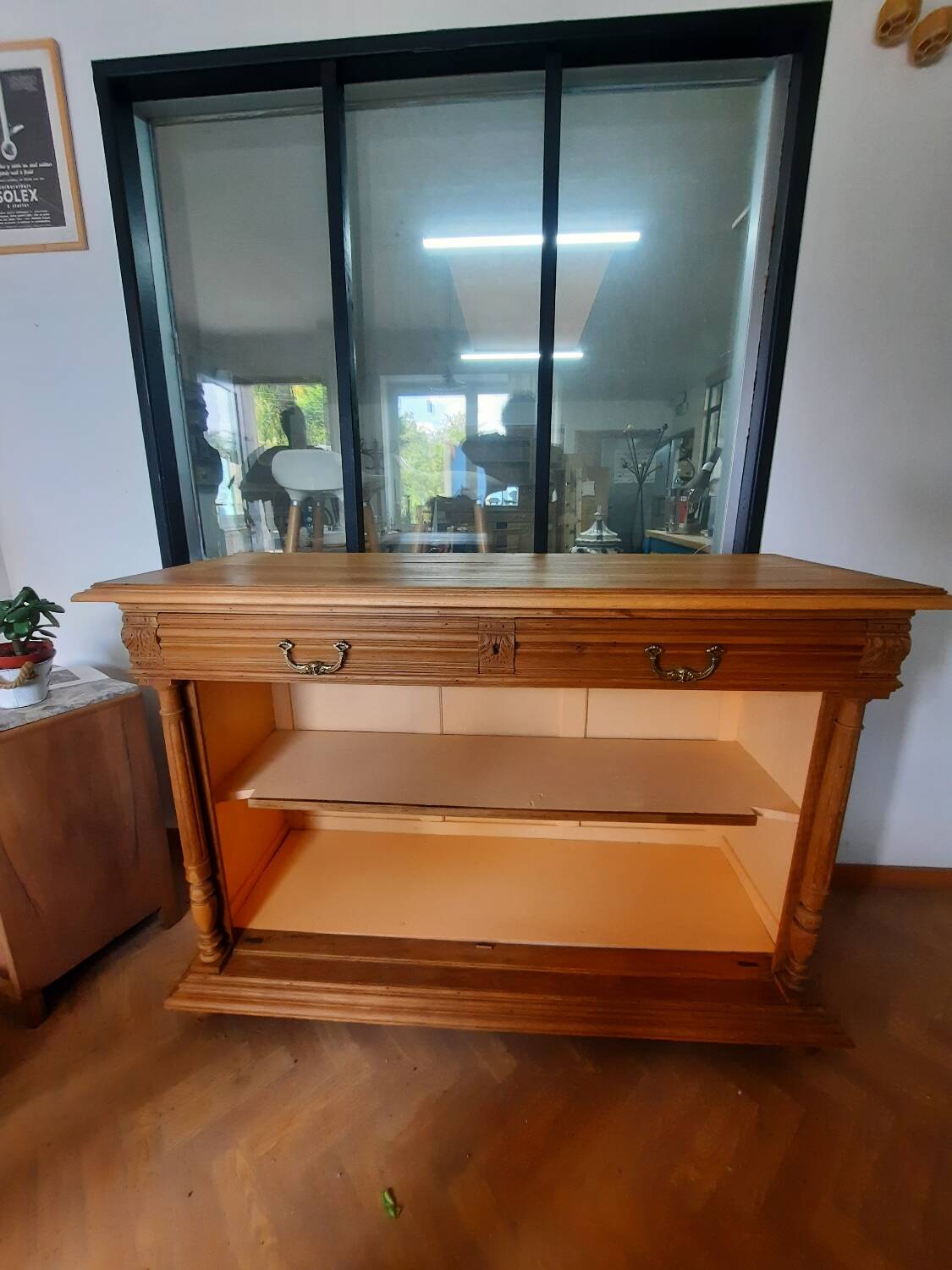 Oak shelving unit