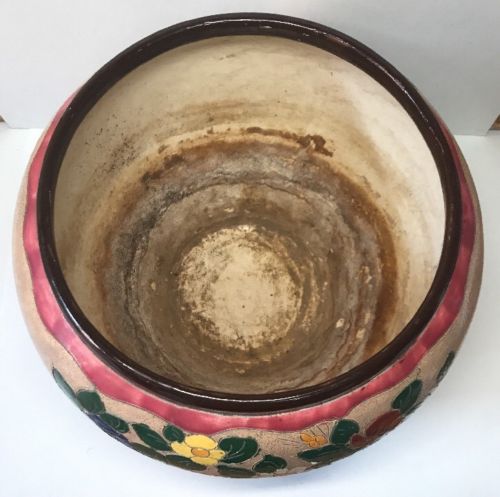 Cache pot floral decoration signed J. Massier Vallauris vintage