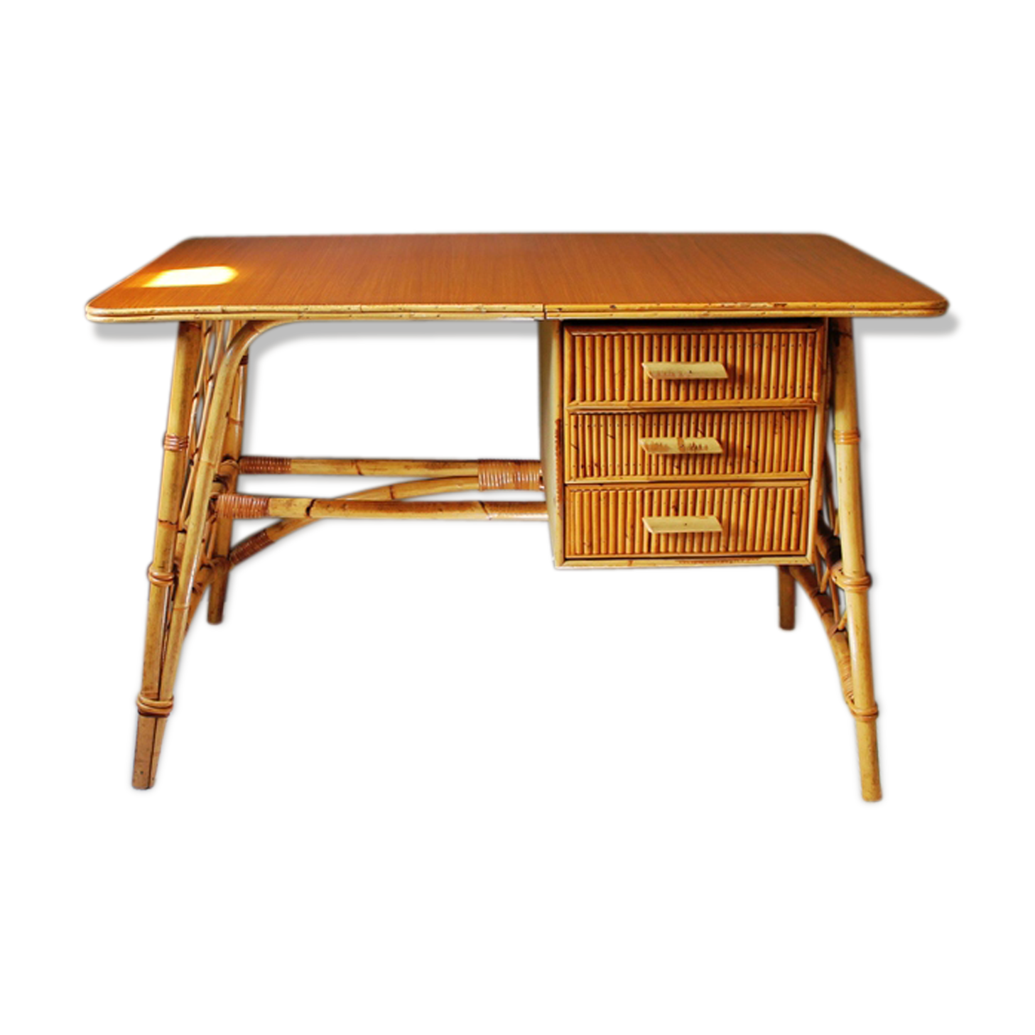 Office in rattan and bamboo vintage