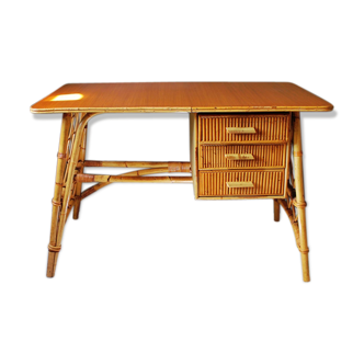 Office in rattan and bamboo vintage