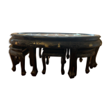 Table chinoise ovale laque noire