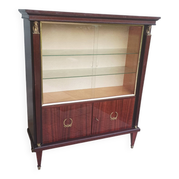 Vitrine style Empire en placage d'acajou