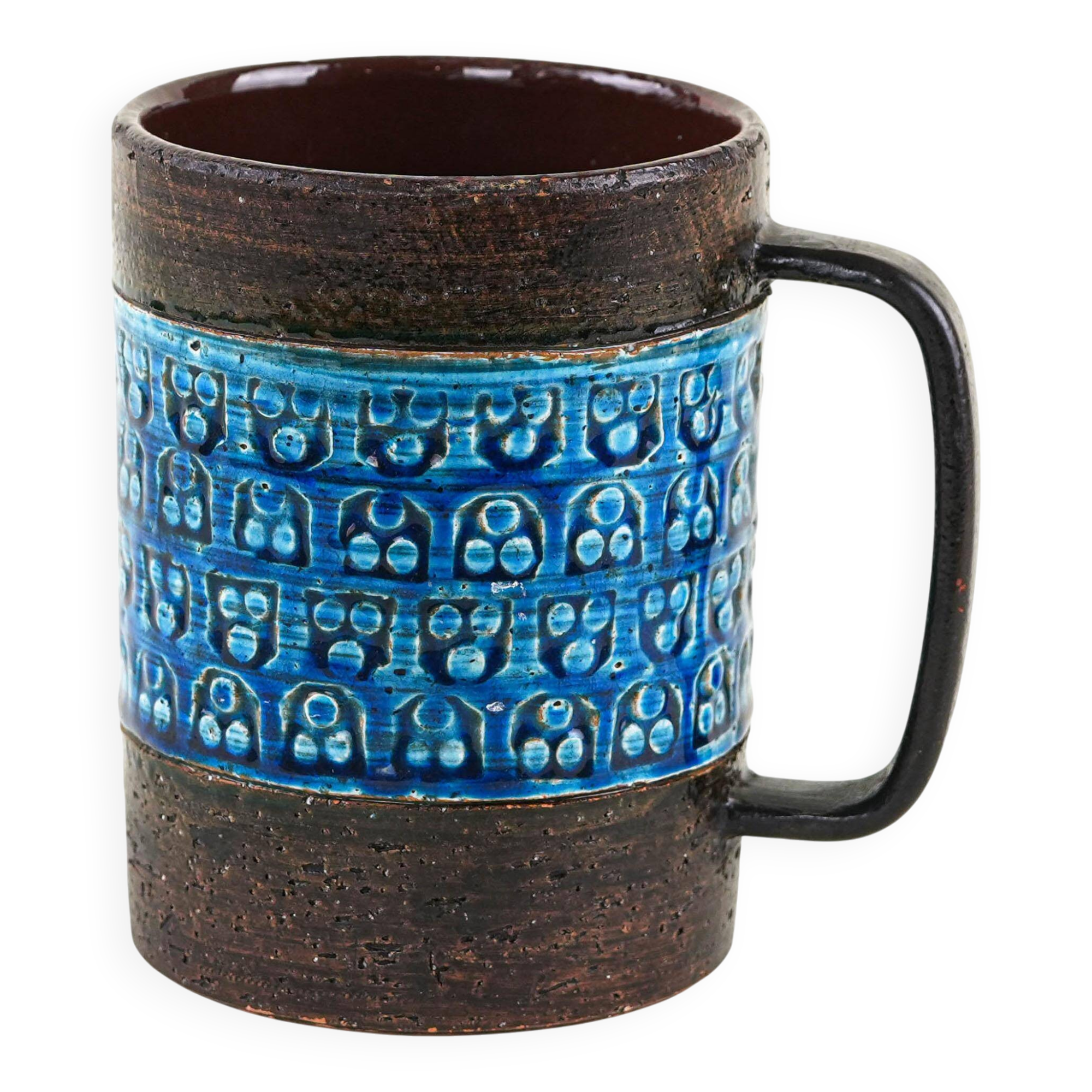 Trifoglio Blue ceramic mug, Italian design, 1960s, designer: Aldo Londi, ma