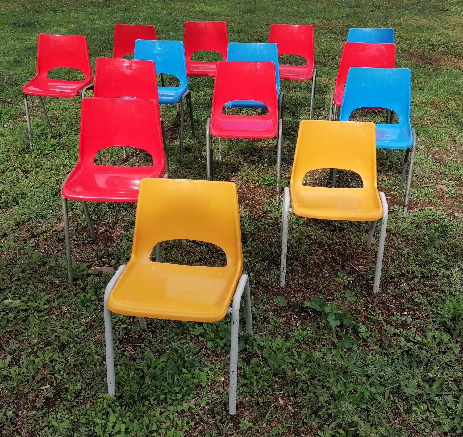 Set of 14 vintage kindergarten chairs
