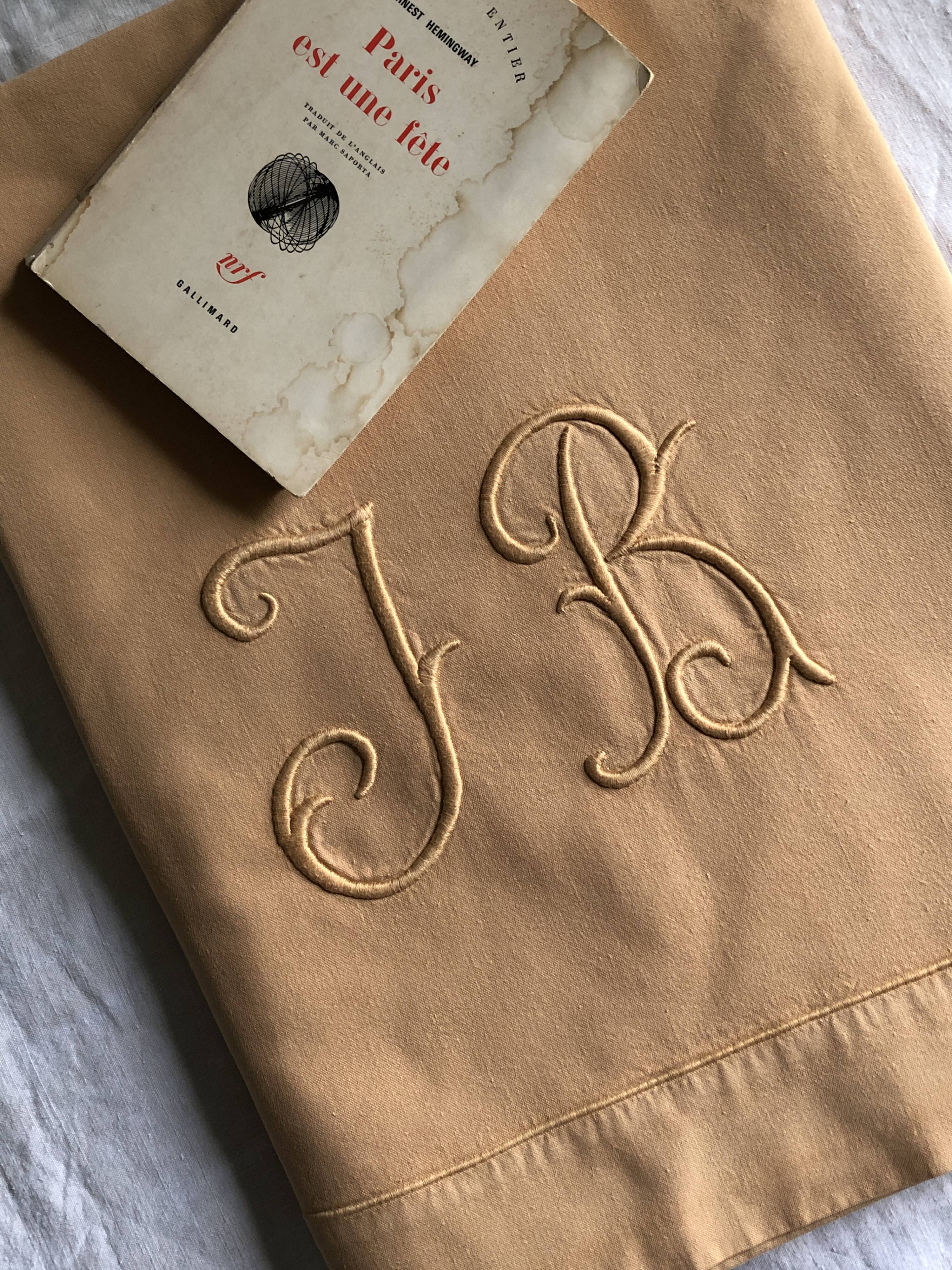 Old linen and yellow cotton sheet