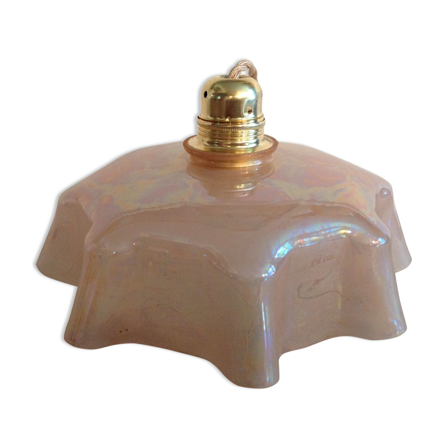 Pink opaline hanging lamp