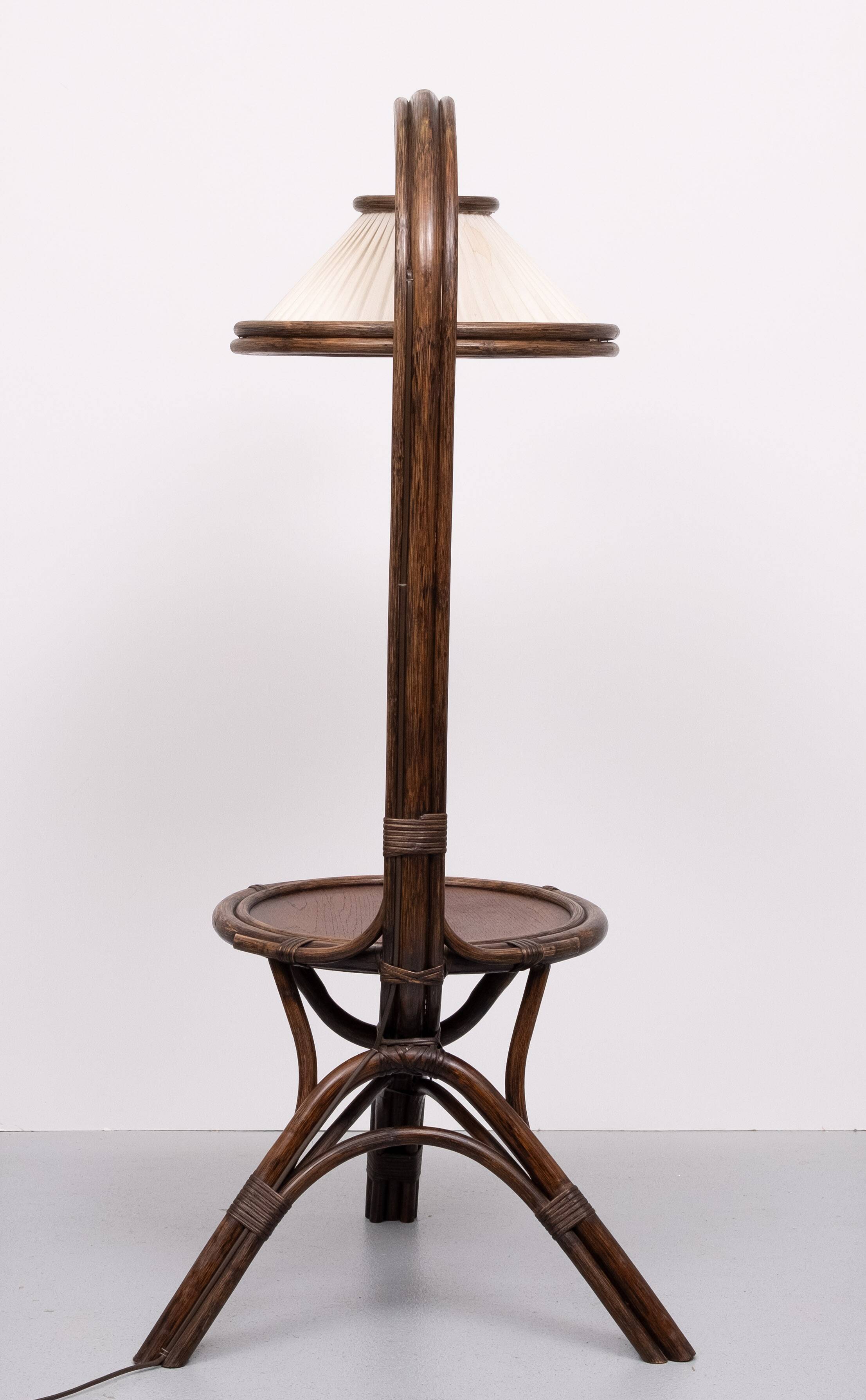 Fantastic Rattan Floor lamp and table 1970s