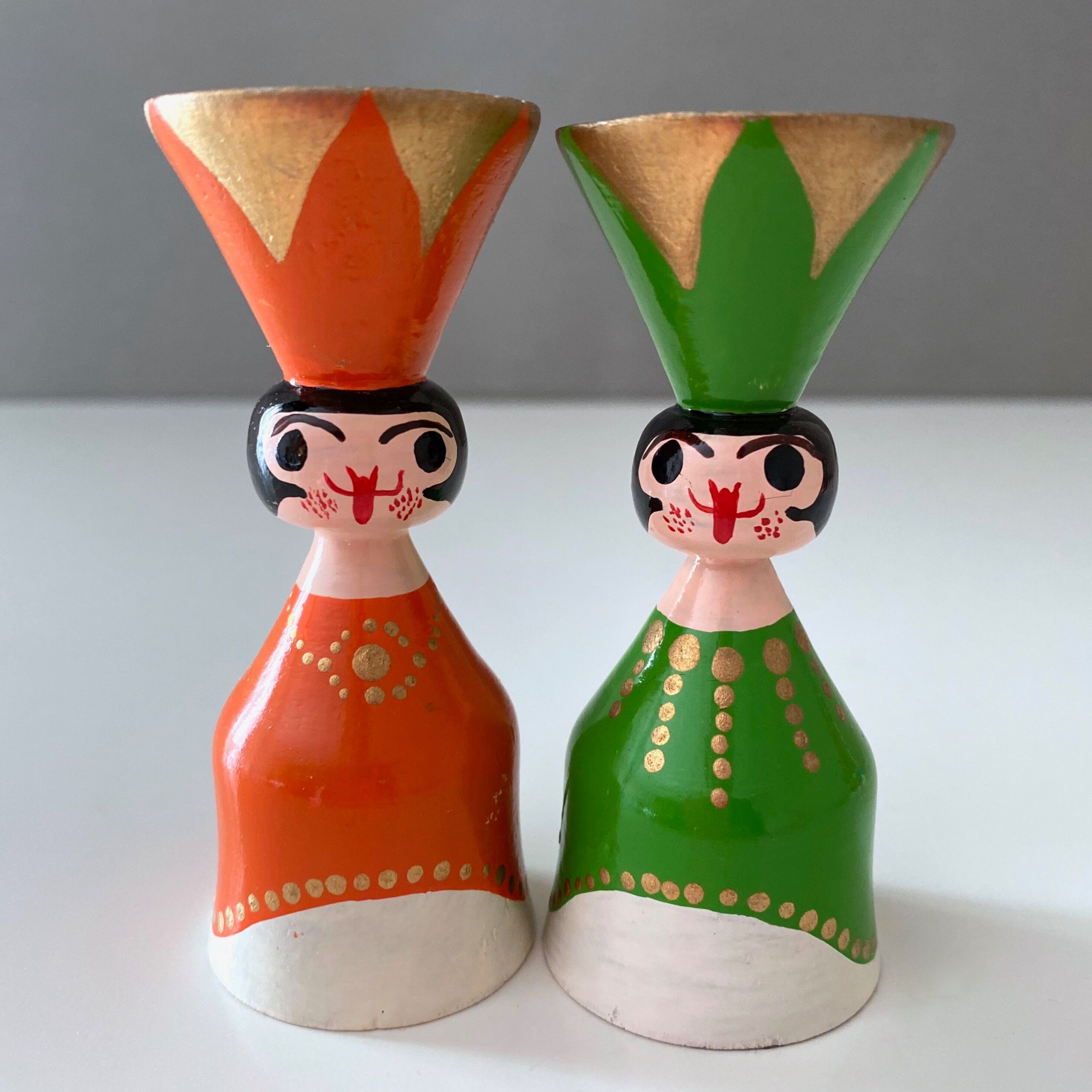 5 Vintage candle holders angels, Christmas decoration, Erzgebirge