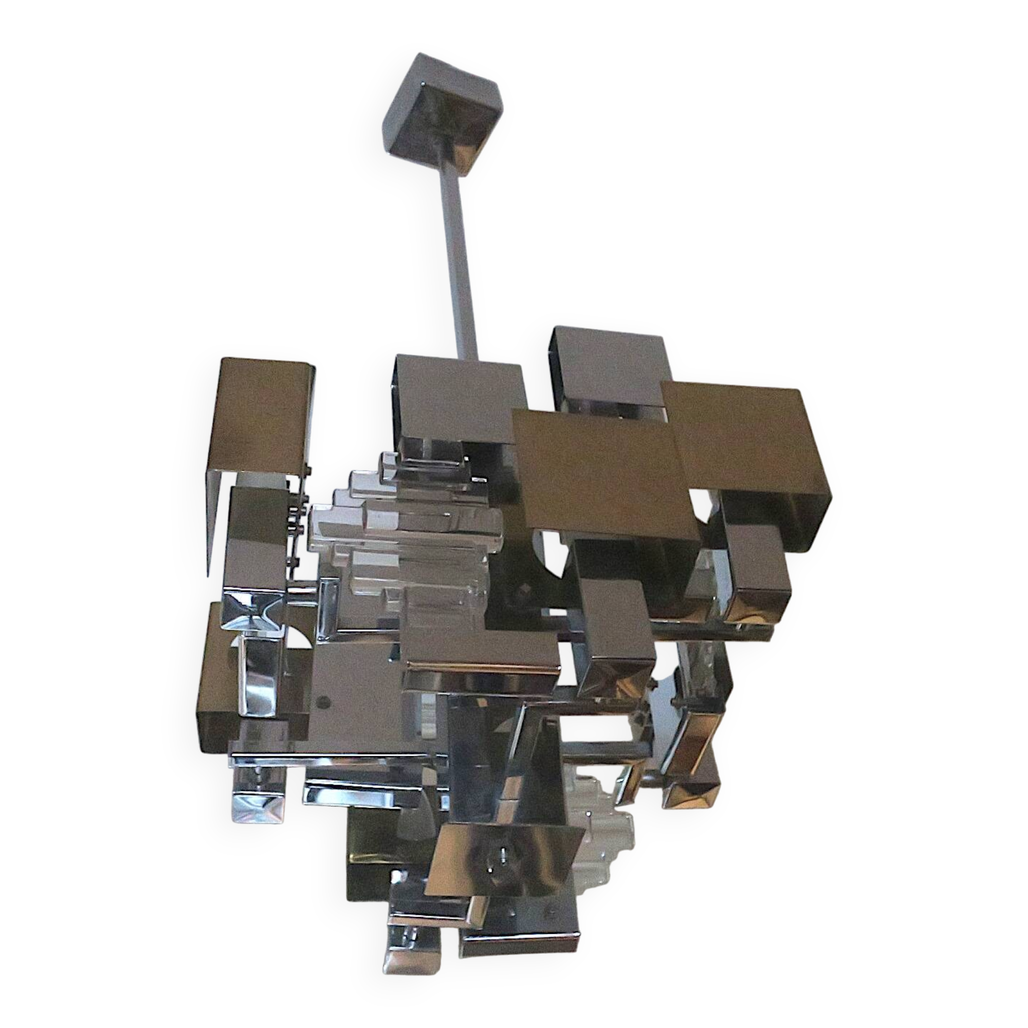 Lustre cubiste moderne italien Sciolari années 1960