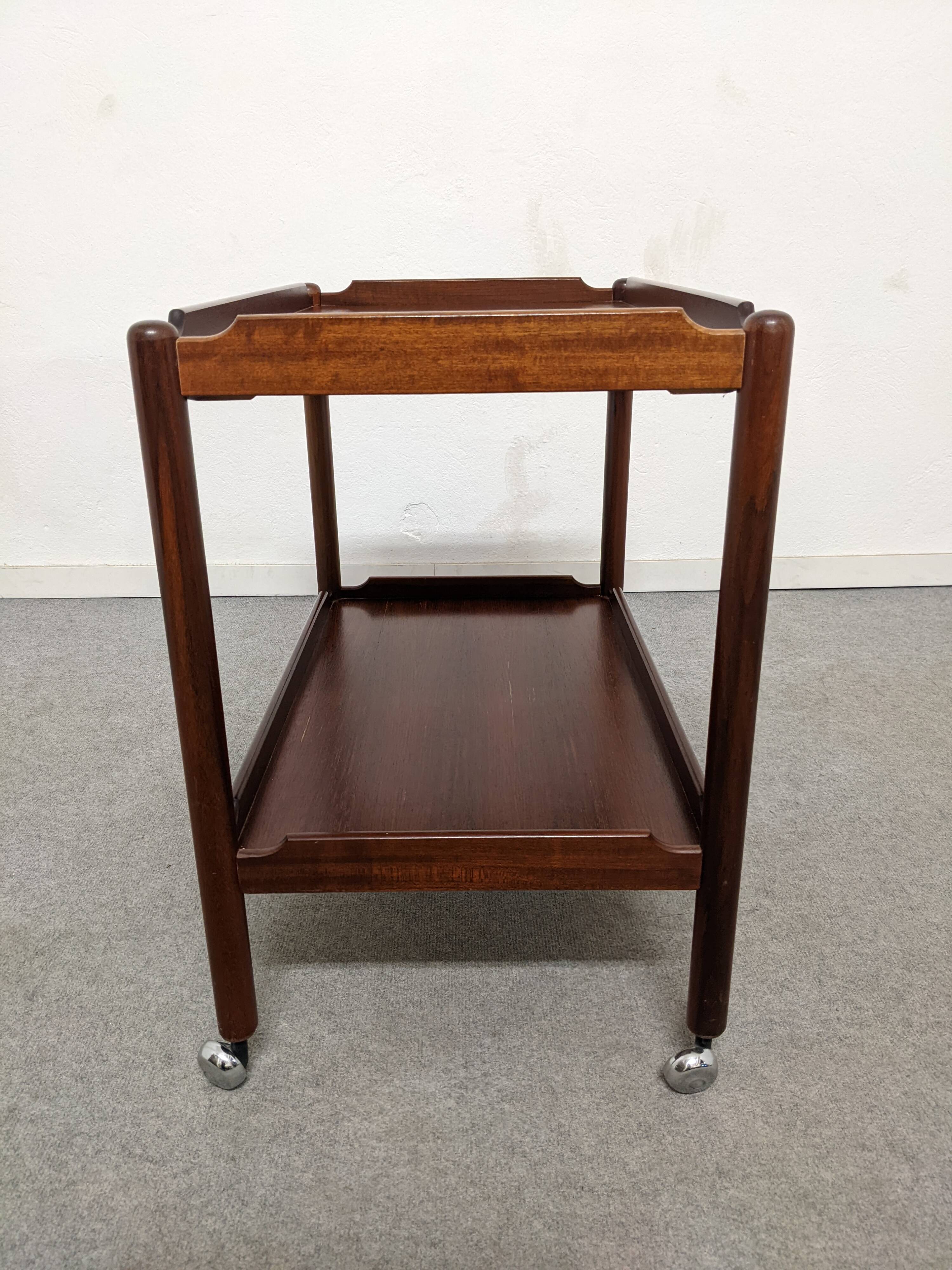 Rosewood serving table on wheels by Opal Möbel from the 60s/70s